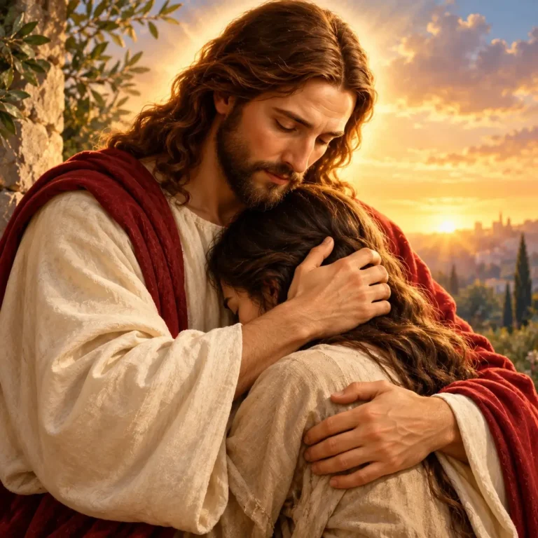 Jesus’ Embrace at Golden Dusk